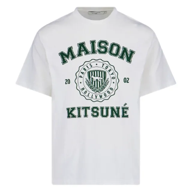 Maison Kitsune】新款男款學院風短袖T恤-米白色(S號、M號、L號、XL號