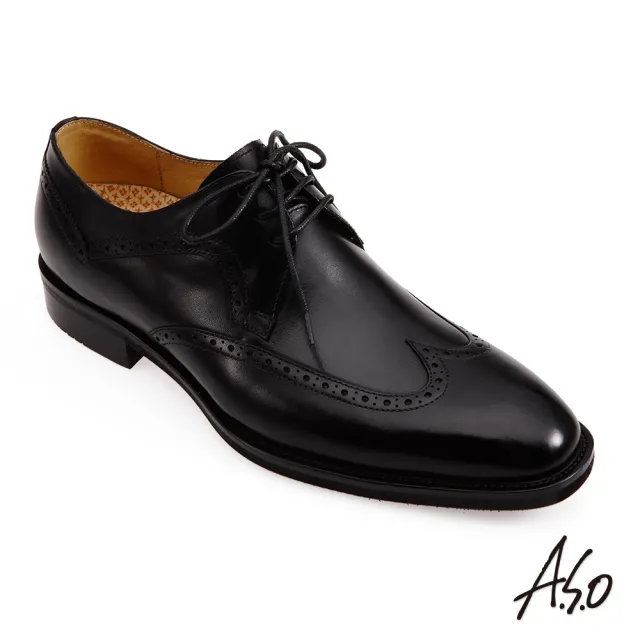 【A.S.O 阿瘦集團】頂級氣墊鞋減壓系列撞色綁帶牛津鞋(黑色)