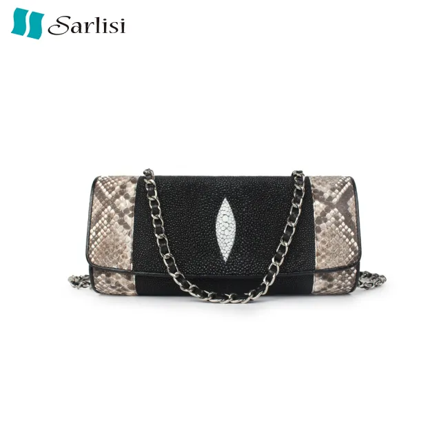 【Sarlisi】魅力四射蟒蛇紋側背包珍珠魚皮斜背包真皮包包 包