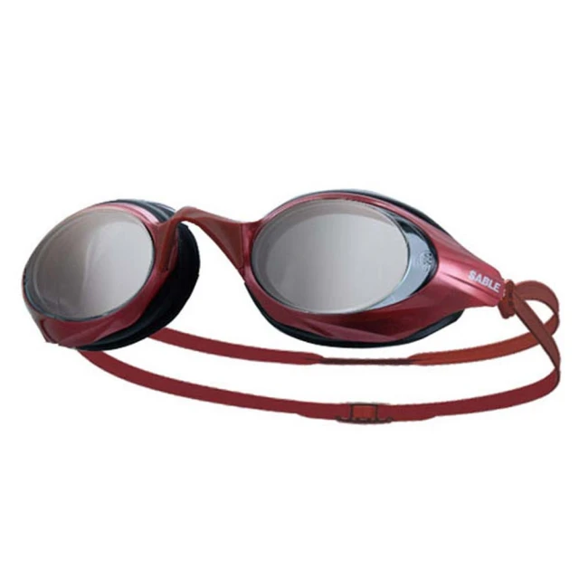 【SABLE】黑貂 競速型塑剛玻璃鏡片泳鏡-清晰防霧 游泳 紅(100ST-03)