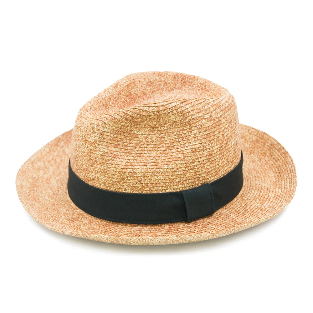 【Limehi】時尚造型黑緞帶草帽 沙灘遮陽帽(棕黑 Lime-15)