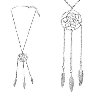 【摩達客】捕夢網圖騰銀色長項鍊(現貨)