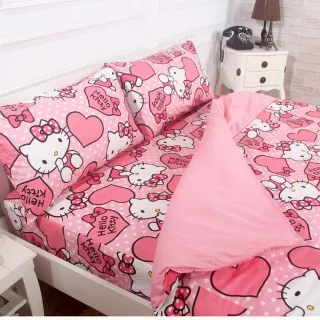 【寢城之戀】Hello Kitty 四件式被套床包組 粉紅佳人(雙人/台灣製造)