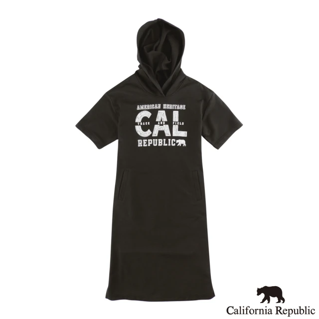 California Republic 手繪塗鴉感CAL大LOGO 女連帽洋裝