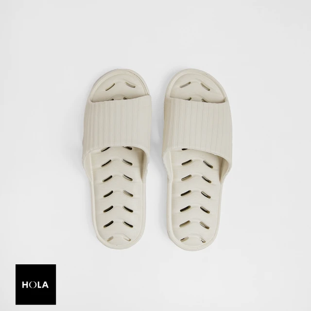 【HOLA】EVA緩壓排水浴室拖鞋-白灰M 24cm