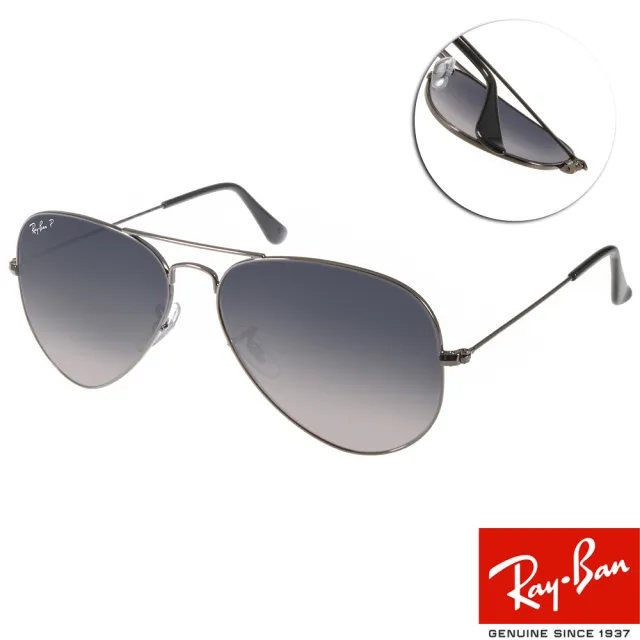 【RayBan 雷朋】經典飛官偏光款 太陽眼鏡(槍銀-黑#RB3025 00478-58mm)