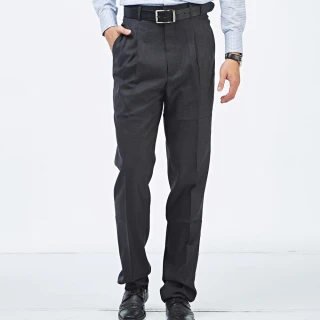 【NST Jeans】大尺碼 羊毛 白色織法 義式 男打摺西裝褲-中高腰寬版(001-7267)