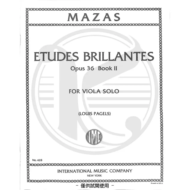 【Kaiyi Music 凱翊音樂】馬札斯：中提琴練習曲作品36第2冊 Mazas Etudes Brillantes Op.36 Book 2 Viola