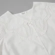 【OUWEY 歐薇】復古蕾絲領片澎袖縲縈短版襯衫(白色；S-L；3232431519)