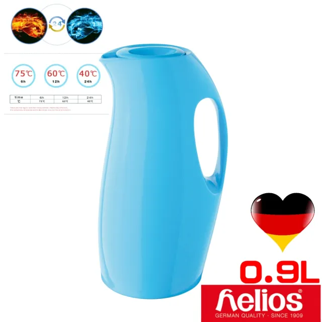 【德國 helios 海利歐斯】炫彩曲線造型保溫壺水瓶藍(900cc .)