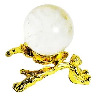 【十方佛教文物】水晶球3.6公分+金梅花球座(大悲咒加持108遍)