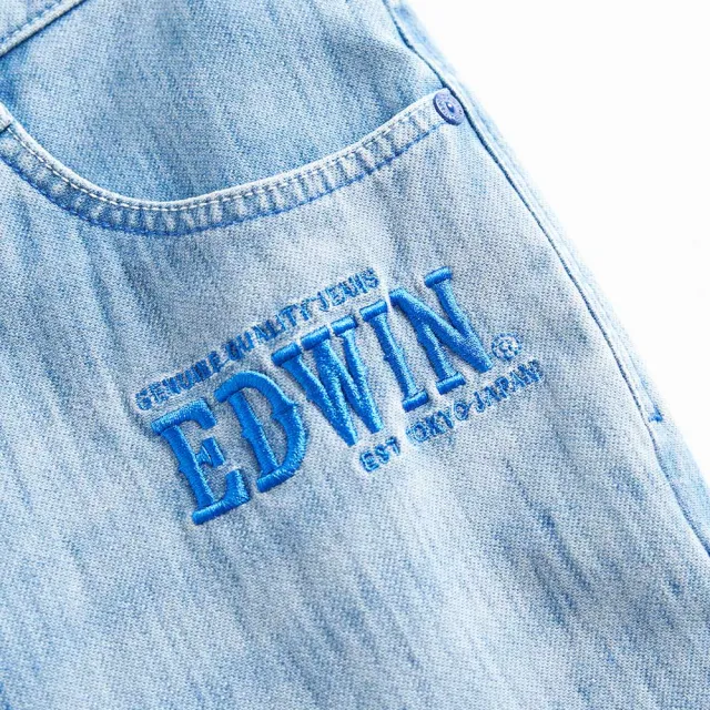 【EDWIN】女裝 藍光動能全方位彈力縮口褲(拔淺藍)