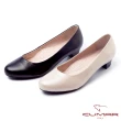 【CUMAR】經典黑與白-優雅簡約素面低跟紓壓OL鞋(黑色)