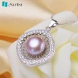【Sarlisi】時尚純銀晶鑽珍珠項鍊(白色、紫色、粉色)