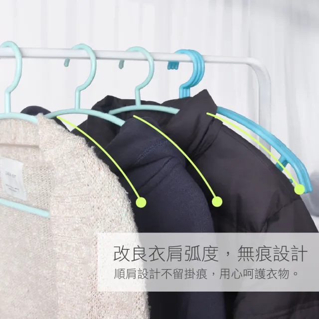 【AXIS】台灣製居家達人乾溼兩用順肩無痕防滑塑膠衣架(70入組)