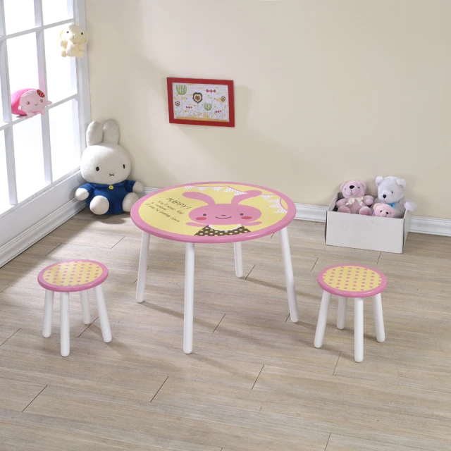 【ONE 生活】兔兔桌椅組(粉紅+白 一桌+2椅)