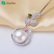 【Sarlisi】落葉純銀晶鑽珍珠項鍊(白色、紫色、粉色)