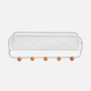 【特力屋】Home Zone 北歐風烤漆鐵網掛勾置物盒 31.3x11.7x12.4cm