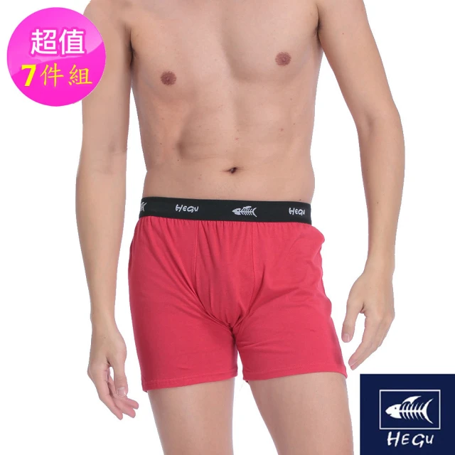 【HeGu】時尚細緻100％蠶絲內襯平口褲7件組(4色_M-XXXL)