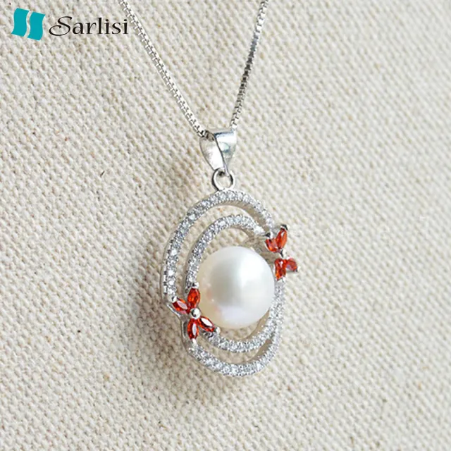 【Sarlisi】愛的漩渦純銀珍珠項鍊(白色、粉色、紫色)