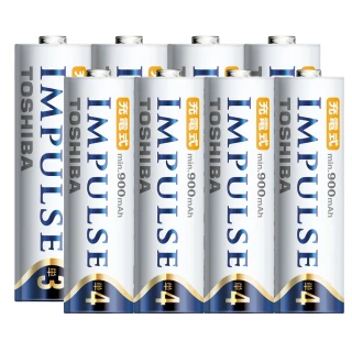 【日本製TOSHIBA】IMPULSE高容量低自放電電池(2450mAh+900mAh 3號4入+4號4入)