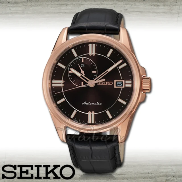 SEIKO 精工 自動上鍊機芯_藍寶石水晶_防水_皮革男錶(SSA134J1)