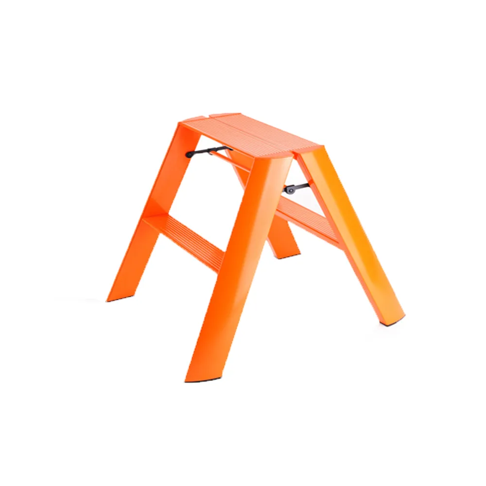 【長谷川Hasegawa】二階LUCANO設計梯-橘色-ML-2OR-日本設計 -2尺/56CM踏台鋁梯(ML系列ML-2OR)