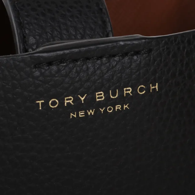 【TORY BURCH】PERRY鵝卵石紋皮革兩用手機包(黑/mini)