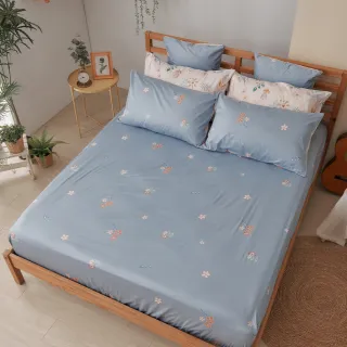 【戀家小舖】60支300織100%精梳棉 床包枕套組-微風花韻(單人)