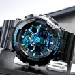 【CASIO 卡西歐】G-SHOCK 強悍迷彩潮流雙顯錶-藍迷彩(GA-100CB-1A)