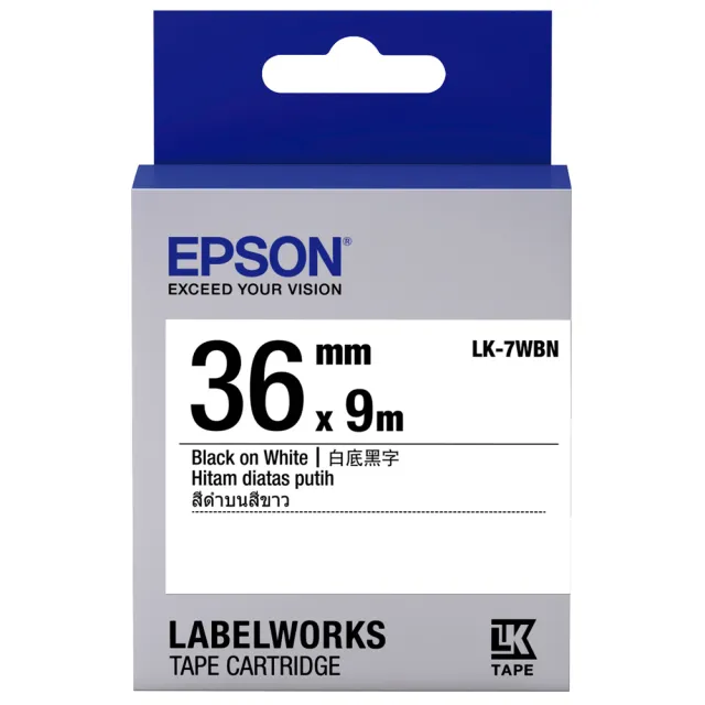 【EPSON】標籤帶 白底黑字/36mm(LK-7WBN)