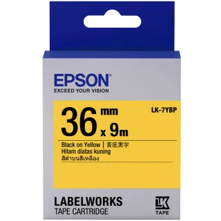 【EPSON】標籤帶 黃底黑字/36mm(LK-7YBP)
