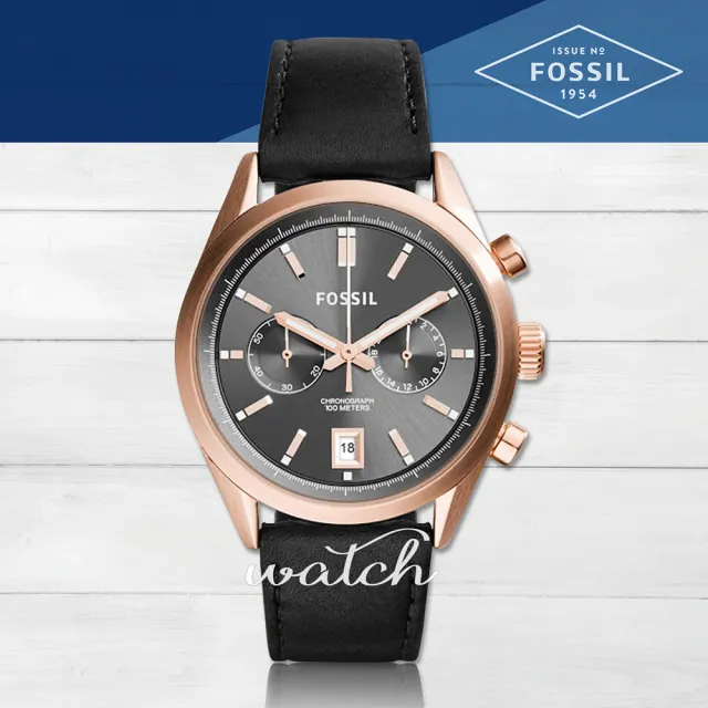 【FOSSIL】雜誌推薦款_簡約時尚_黑色雙眼計時男錶(CH2991)