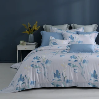 【IN-HOUSE】400織紗天絲棉兩用被床包組-蒼藍染花(單人)