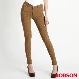 【BOBSON】女款高彈力緹織布緊身褲(卡其8108-72)