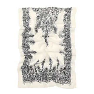 【Sukie】雪紡紗絲巾 印花絲巾/復古民族風青花瓷印花50X150雪紡紗絲巾 圍巾(2色任選)