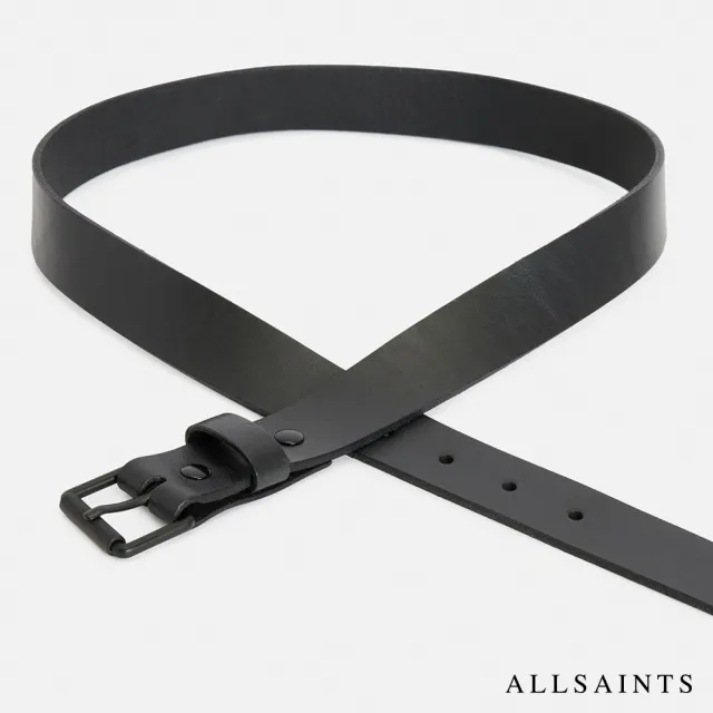 【ALLSAINTS】UNDERGROUND 素面LOGO純牛皮皮帶 MN516Y