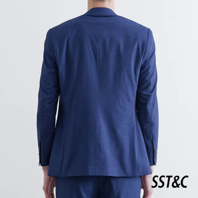 【SST&C 最後５５折】海軍藍格紋修身西裝外套0112003009