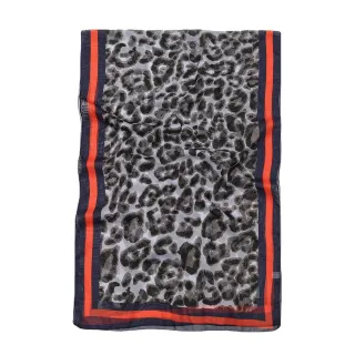 【Sukie】雪紡紗絲巾 豹紋絲巾/經典設計撞色滾邊豹紋50X150雪紡紗絲巾 圍巾(4款任選)