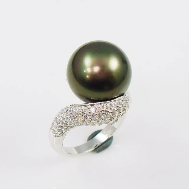 【蕾帝兒珠寶】貴氣黑色貝殼珍珠戒指