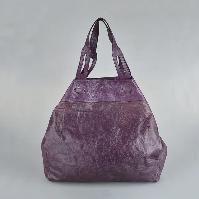 【See by Chloe’】SBC See By Chloe 字母LOGO復古設計牛皮開口式肩背包(展示品/藍莓紫)