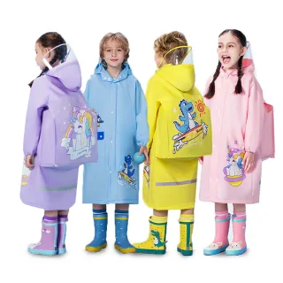 【OSIN】童趣滿版卡通造型書包位兒童雨衣(附贈收納袋)