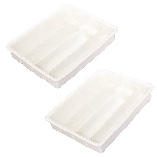 【Lustroware】日本岩崎雙層餐具收納盒/抽屜收納盒(買一送一)