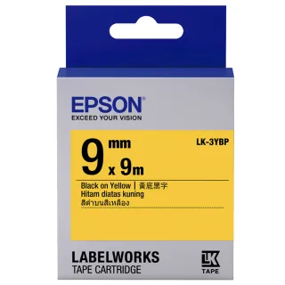 【EPSON】標籤帶 黃底黑字/9mm(LK-3YBP)
