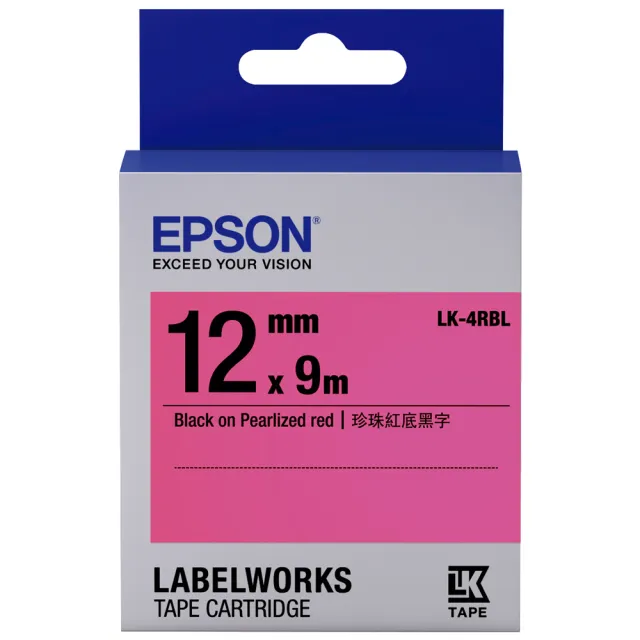 【EPSON】標籤帶 紅底黑字/12mm(LK-4RBL)