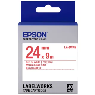 【EPSON】標籤帶 白底紅字/24mm(LK-6WRN)