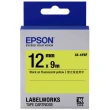 【EPSON】標籤帶 螢光黃底黑字/12mm(LK-4YBF)