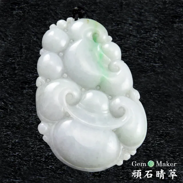 【GemMaker頑石睛萃】吉祥如意飄花A貨翡翠項鍊(翡翠51x32.3x4.6mm)