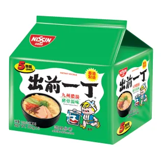 【NISSIN 日清】出前一丁九州濃湯豬骨湯味速食麵100gX5入(泡麵)