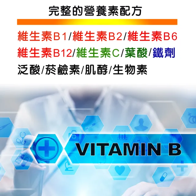 【IVITAL艾維特】美國進口高單位維他命B群加強錠3入組(共196錠/8種B群/葉酸/鐵劑/維他命C)